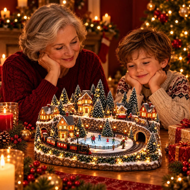 🎄🚂Animated Christmas Train & Ice Rink Scene