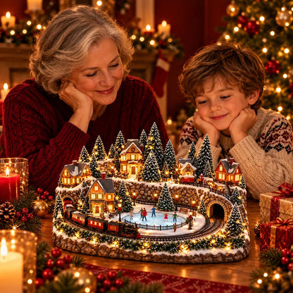 🎄🚂Animated Christmas Train & Ice Rink Scene