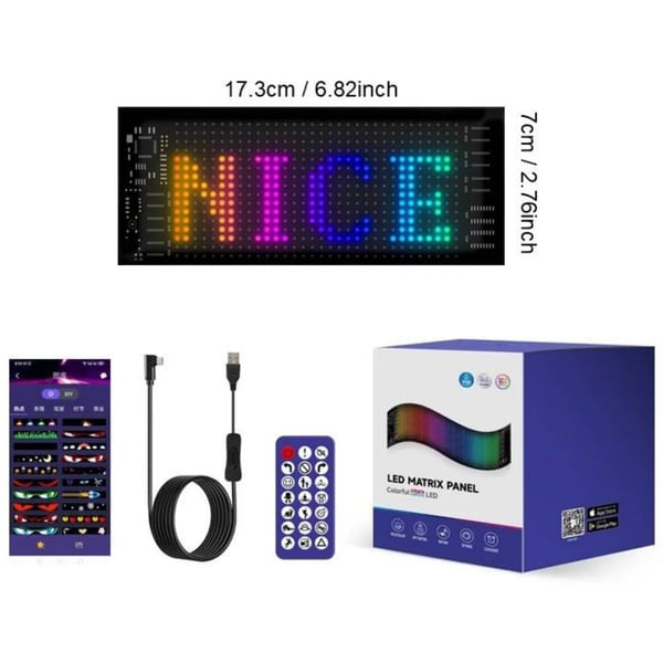 🎄 Smart LED Pixel Car Display — 🚗 App-Controlled Custom Text, Colors & Animations