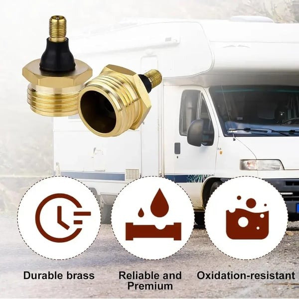 Brass RV Winterization Blow-Out Plug with Integrated Drain Valve