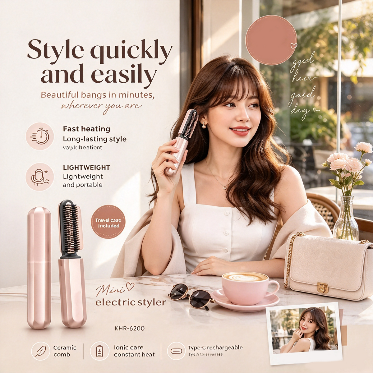 dht™⭐Wireless Rapid-Heating Portable Curling Iron❤️Always kept in a woman's small bag