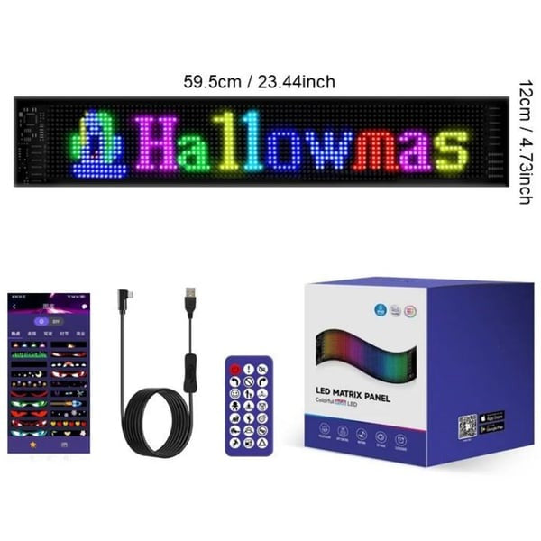 🎄 Smart LED Pixel Car Display — 🚗 App-Controlled Custom Text, Colors & Animations