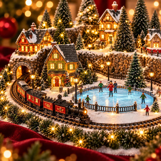 🎄🚂Animated Christmas Train & Ice Rink Scene