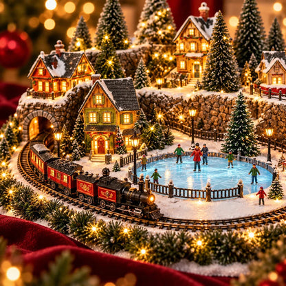 🎄🚂Animated Christmas Train & Ice Rink Scene