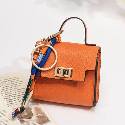 🔥Last Day Only $9.99👜Mini Square Bag Pendant Keychain- High Quality Leather with Colorful Strap, Cute Car Keychain & Bag Charm Accessory