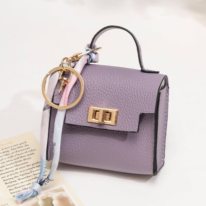 🔥Last Day Only $9.99👜Mini Square Bag Pendant Keychain- High Quality Leather with Colorful Strap, Cute Car Keychain & Bag Charm Accessory