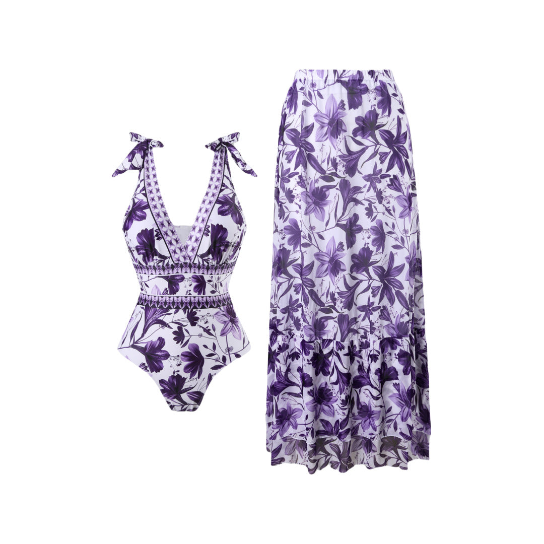Printed Bohemian-style beachwear swimsuit