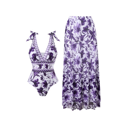 Printed Bohemian-style beachwear swimsuit
