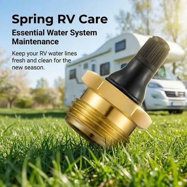 Brass RV Winterization Blow-Out Plug with Integrated Drain Valve