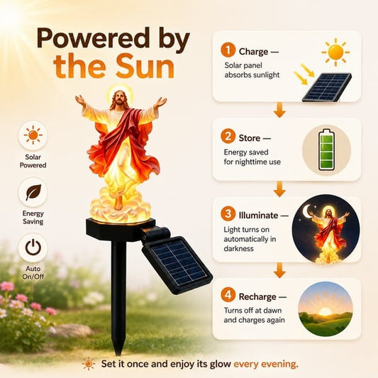 ✝️ Solar-Powered Light-Up Jesus Garden Statue