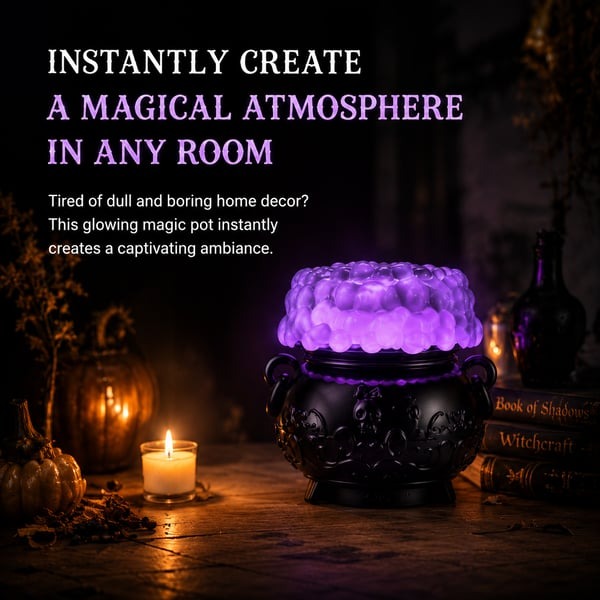 👻Light-up Color-changing Cauldron Waterglobe 3-Wick Candle Holder