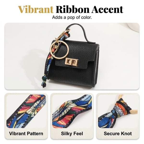 🔥Last Day Only $9.99👜Mini Square Bag Pendant Keychain- High Quality Leather with Colorful Strap, Cute Car Keychain & Bag Charm Accessory