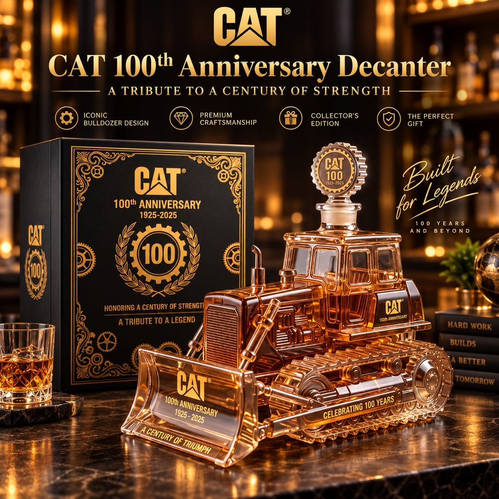 🍾CAT 100th Anniversary Bulldozer Crystal Whiskey Decanter