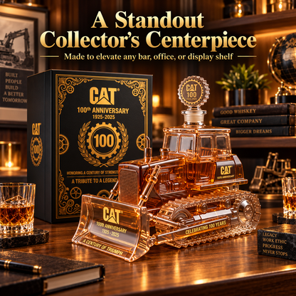 🍾CAT 100th Anniversary Bulldozer Crystal Whiskey Decanter