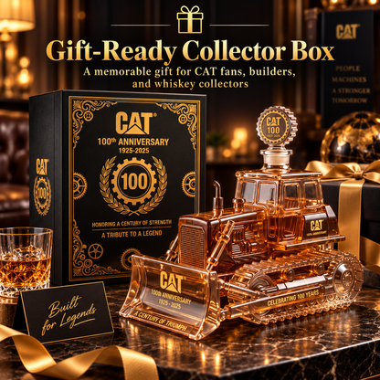 🍾CAT 100th Anniversary Bulldozer Crystal Whiskey Decanter