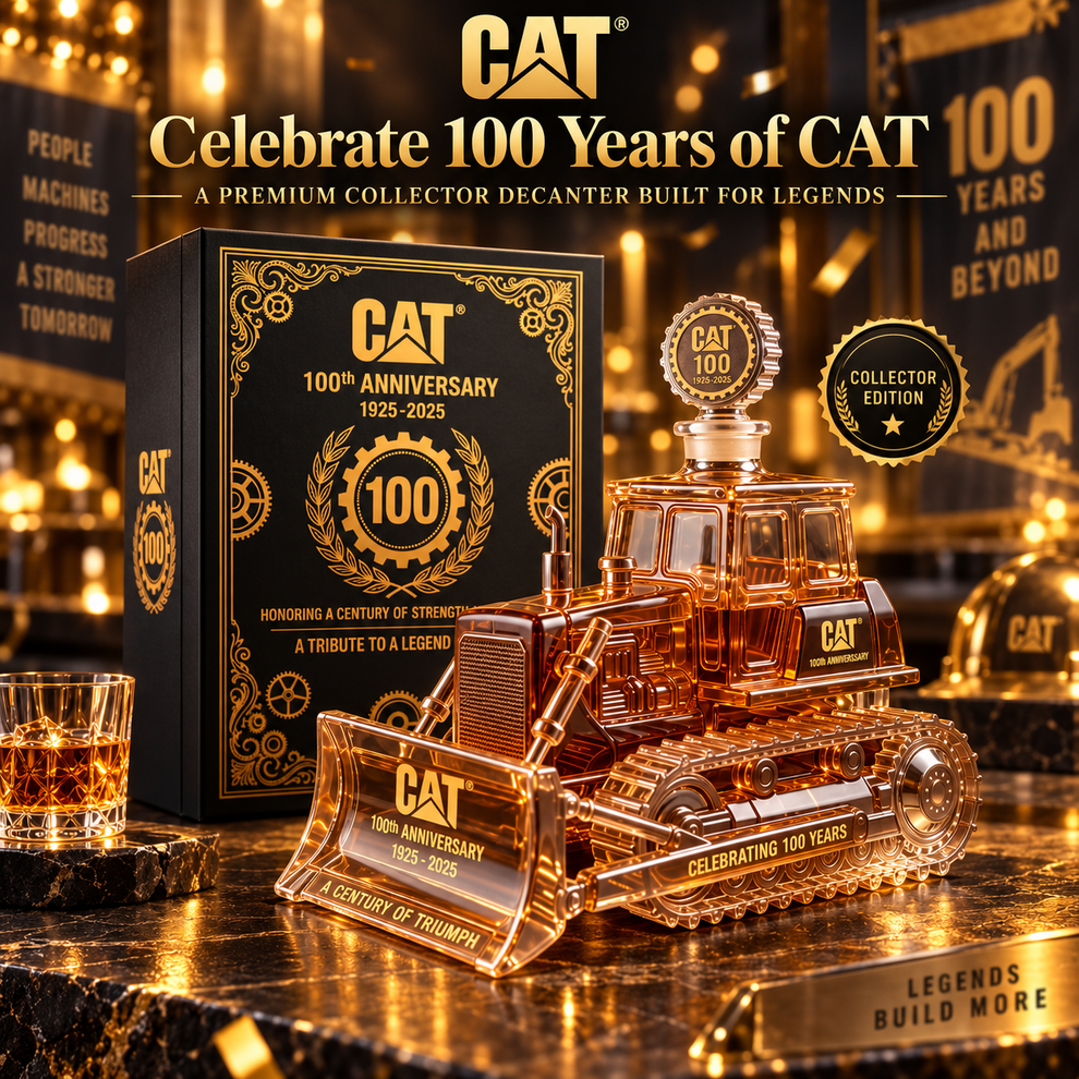 🍾CAT 100th Anniversary Bulldozer Crystal Whiskey Decanter