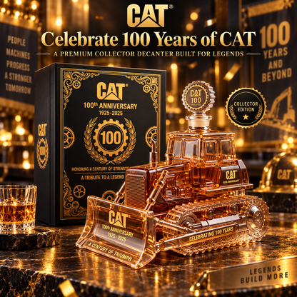 🍾CAT 100th Anniversary Bulldozer Crystal Whiskey Decanter