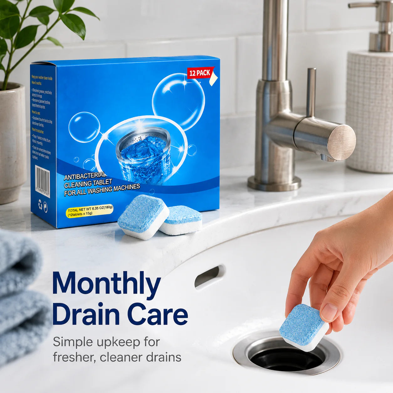 12-Pack Drain Cleaning Tablets – Say Goodbye to Clogged Pipes!