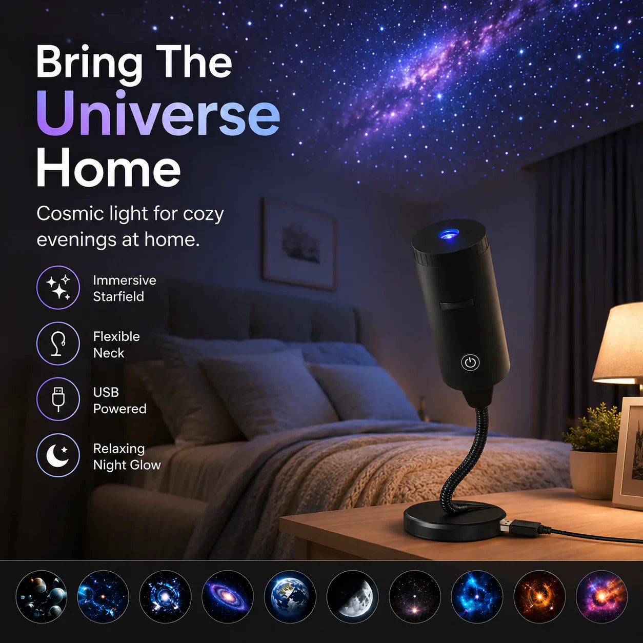 Immersive HD Star Projector – Plug-and-Play Cosmic Night Light