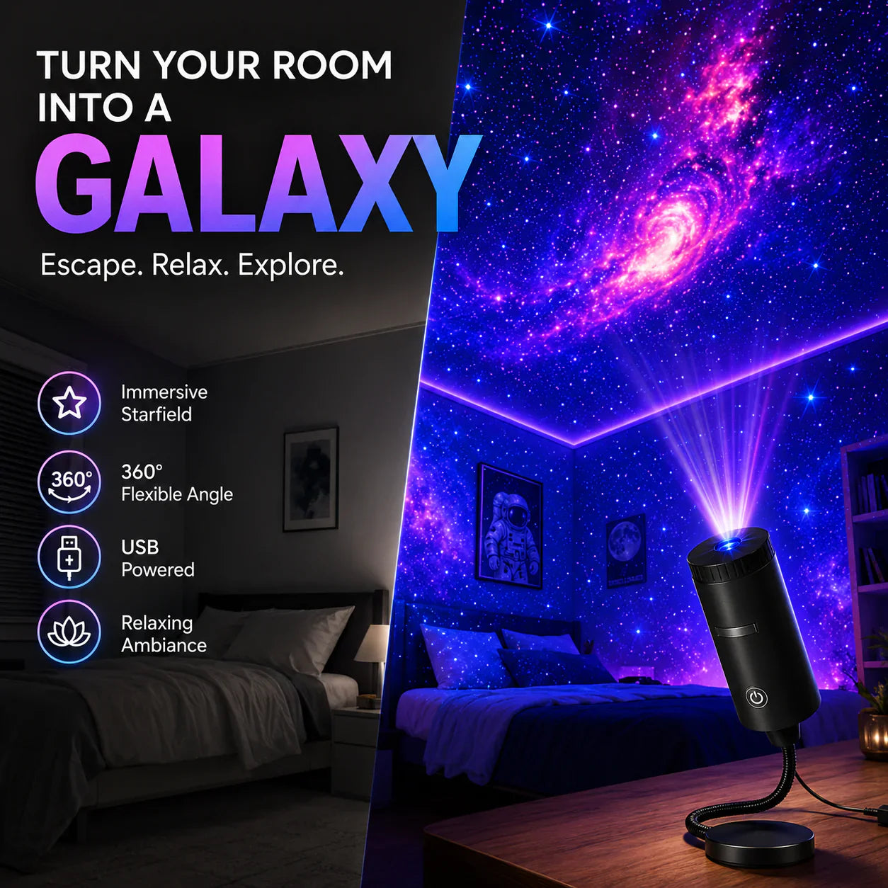 🔥 HD Star Projector—Bring the Galaxy Home