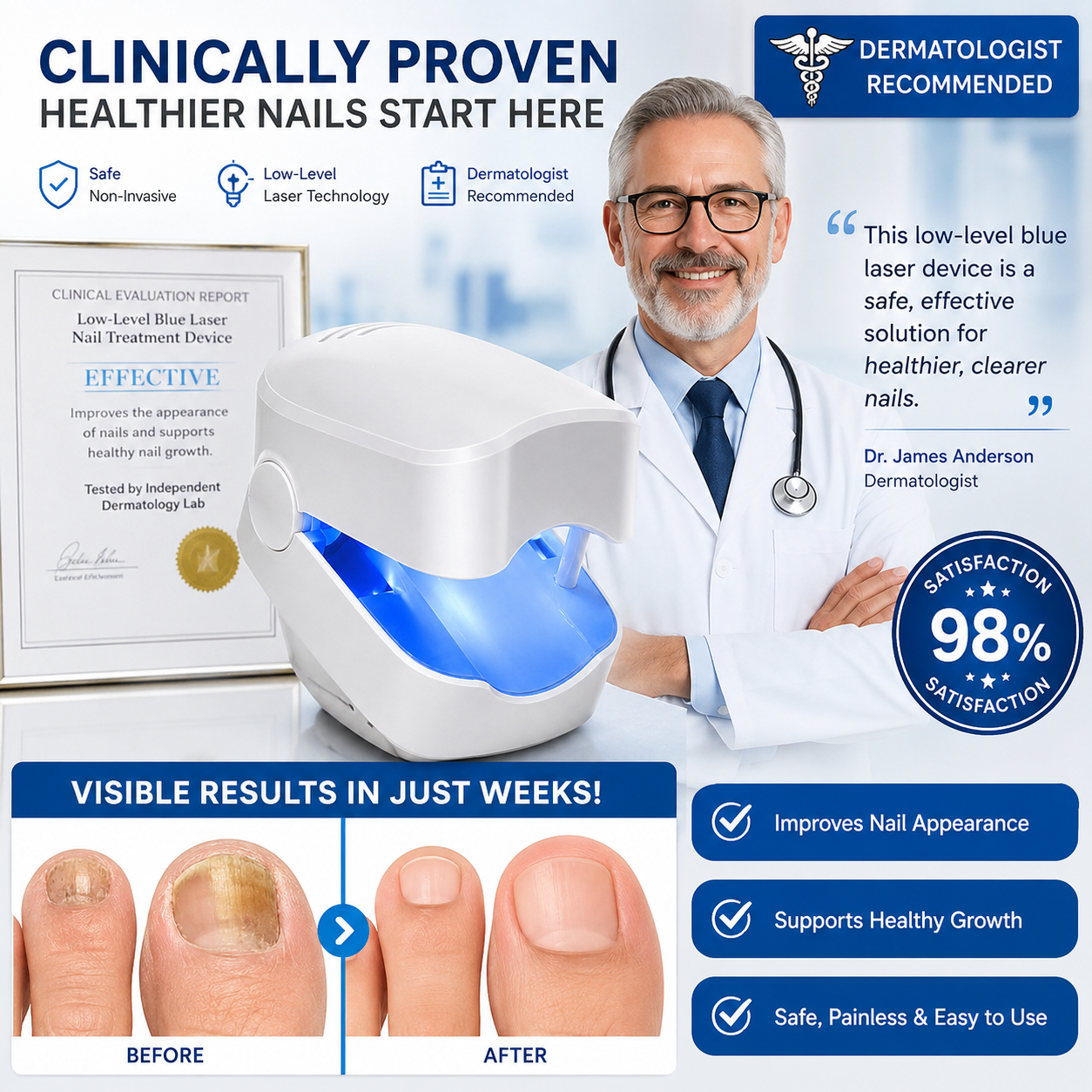 Rapid Clear Nail Fungus Laser Device: Eliminate Stubborn Onychomycosis Fast