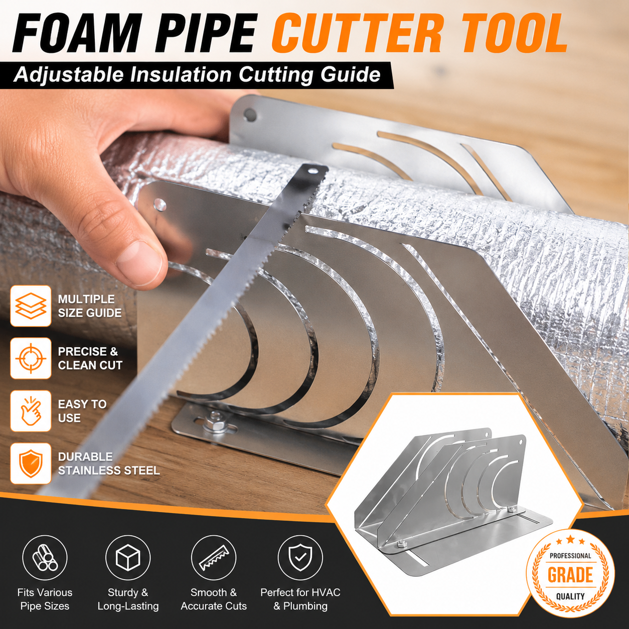 🔩Precision 45° Rubber Insulation Pipe Cutter