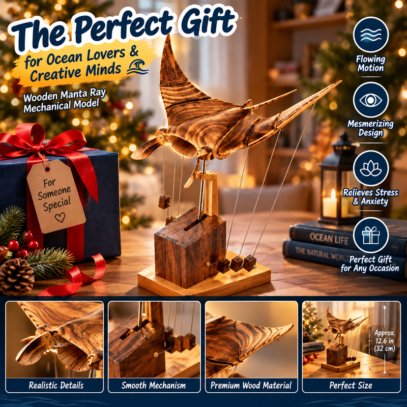 dht™⭐Inexcepted Wooden Manta Ray — Handcrafted to perfection, realistic in appearance