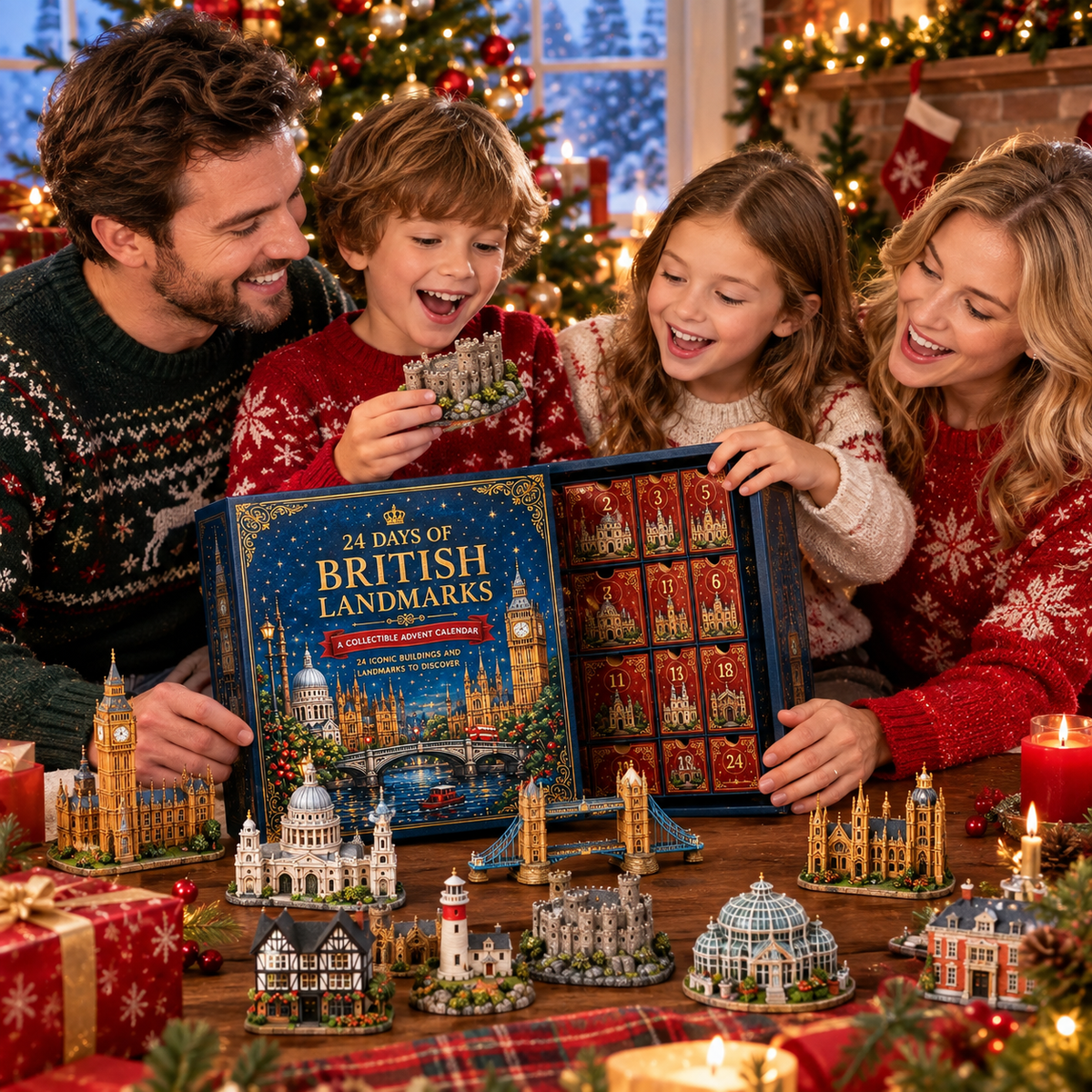 24‑Day Festive Countdown, UK Landmark Themed Collectible Miniatures Blind Box