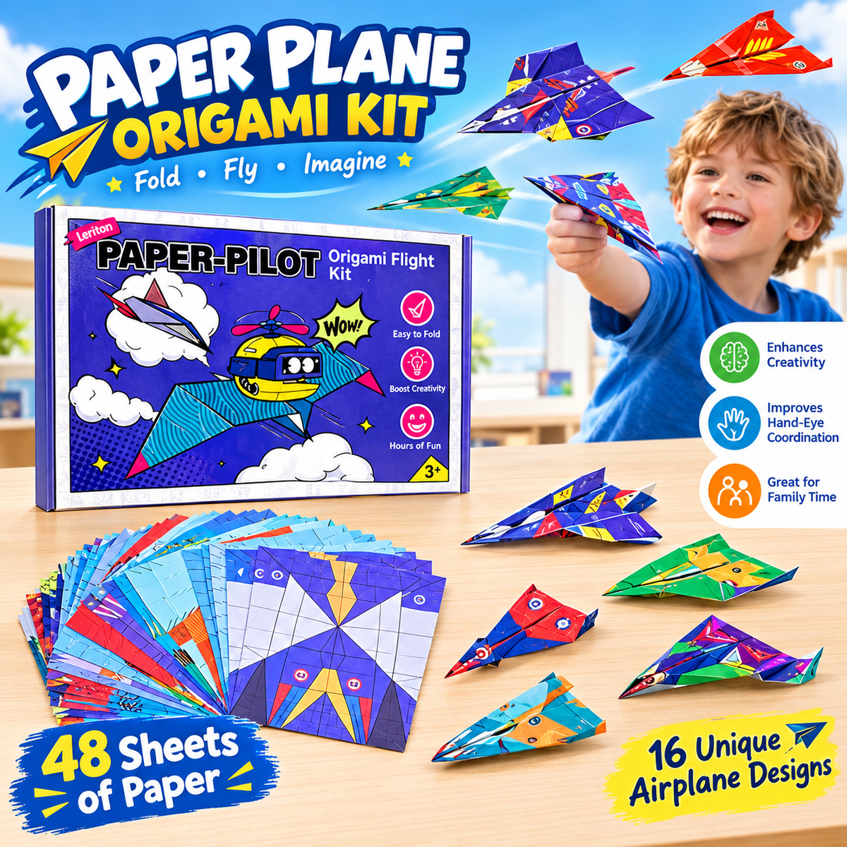 ⭐DIY Paper Airplane Book for Kids🎁16 Foldable Plane Designs