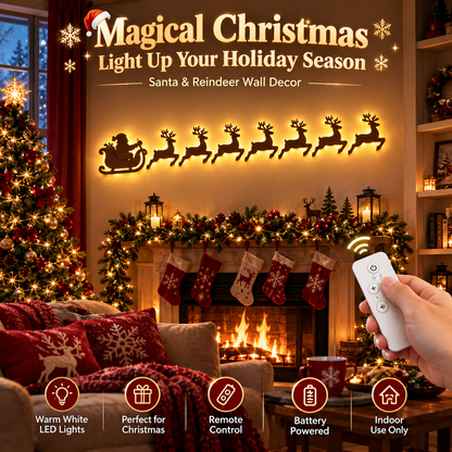 🎅 7-Piece Glowing Reindeer Wall Decor – Warm Festive Christmas Lighting🦌