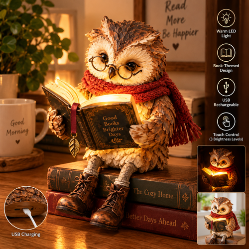 🦉 Cozy Owl Reading Lamp – Adorable Book-Loving Owl Night Light & Whimsical Desk Decor