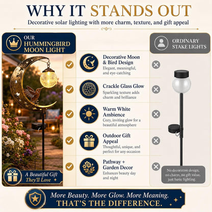 Moon & Hummingbird Solar Garden Light