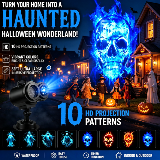 🎁[AL_FlashSale_50%OFF] Halloween Skull Dynamic Light 10 Unique HD Projection Patterns