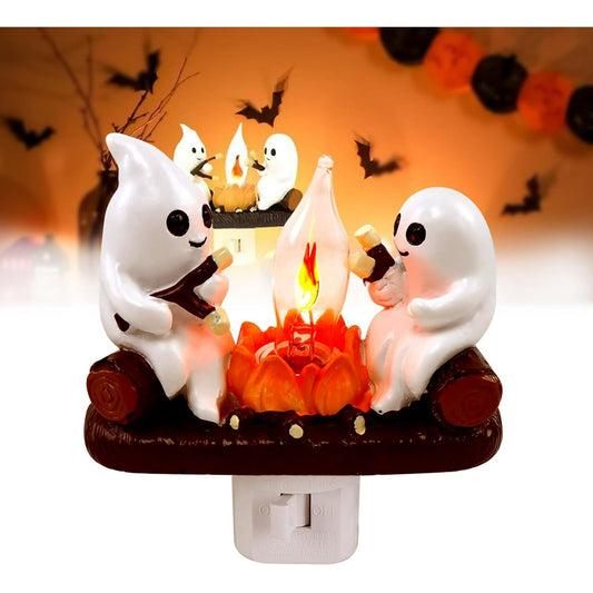Halloween Ghost Campfire Flickering Night Light 