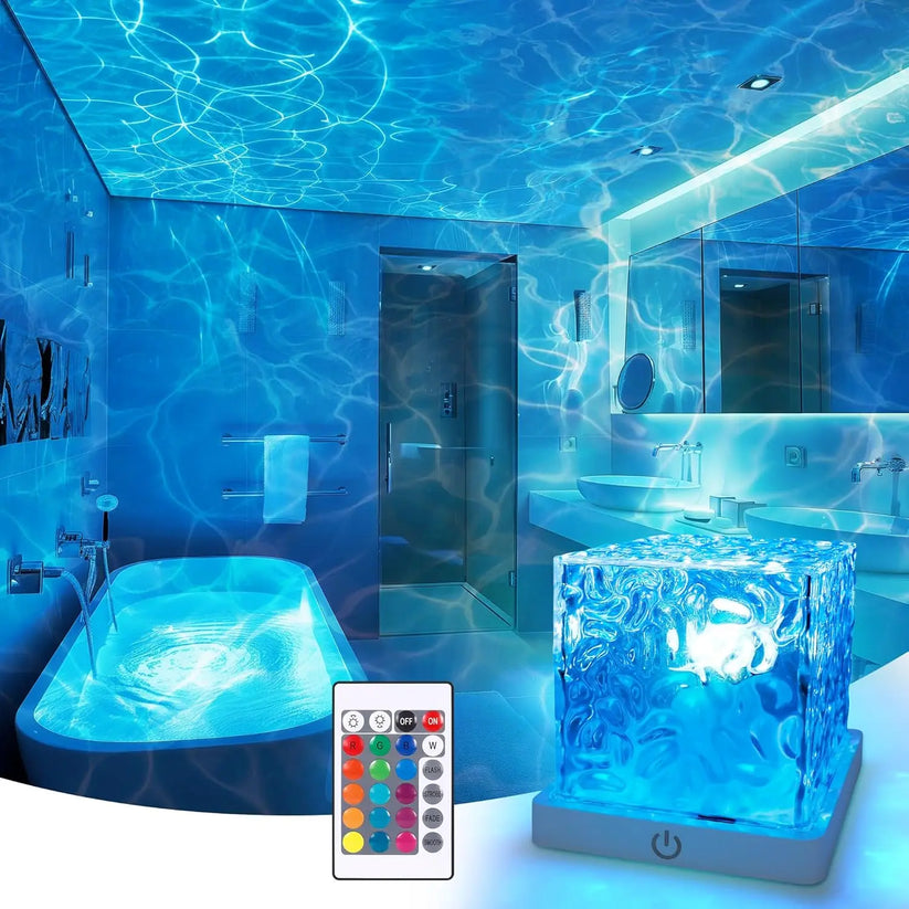 💫Rechargeable Waterproof Shower Light✨ – 🌈16 Colors Ocean Wave Projector with Remote🌊