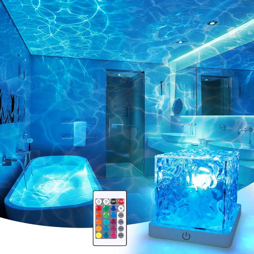 💫Rechargeable Waterproof Shower Light✨ – 🌈16 Colors Ocean Wave Projector with Remote🌊
