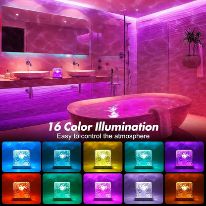 💫Rechargeable Waterproof Shower Light✨ – 🌈16 Colors Ocean Wave Projector with Remote🌊