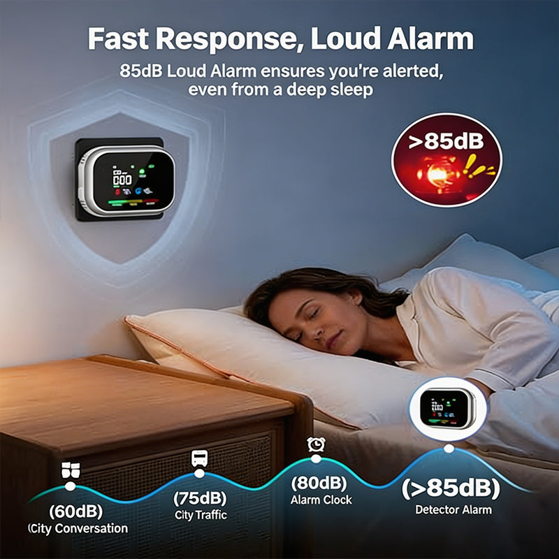 🛡️ Multi-Function Home Safety Detector – CO, Gas, Smoke, Temperature & Humidity Monitor