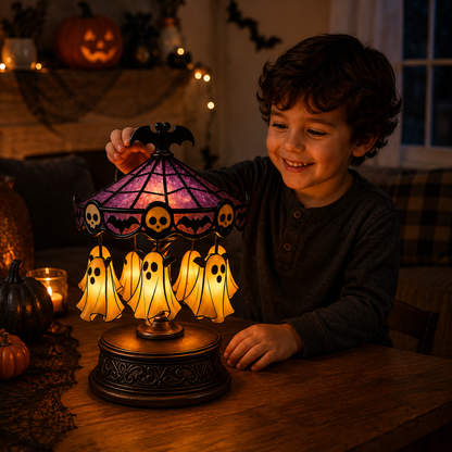 🎠 Ghost Carousel Motion Night Light – Cozy Halloween Glow🎃