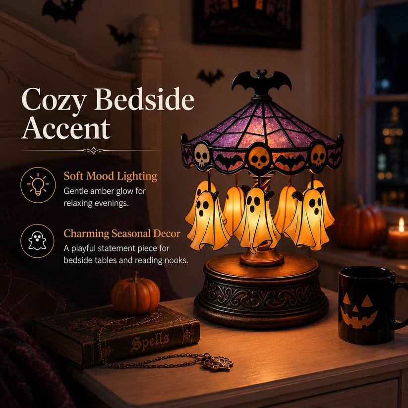🎠 Ghost Carousel Motion Night Light – Cozy Halloween Glow🎃