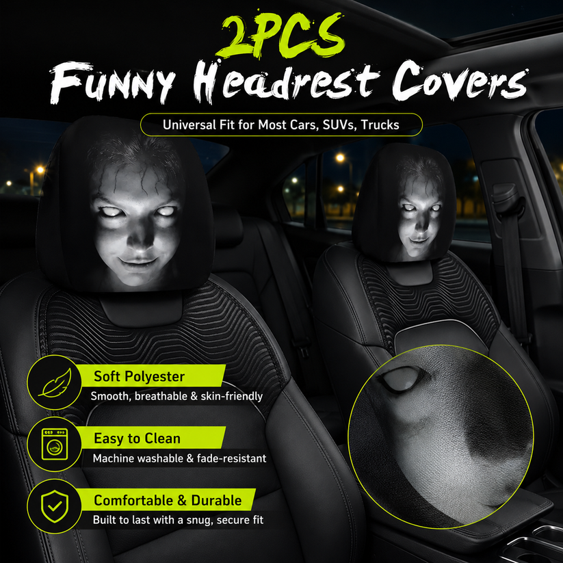 Ghost Face Headrest Covers-2PCS Universal Fit 🚗