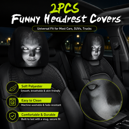 Ghost Face Headrest Covers-2PCS Universal Fit 🚗