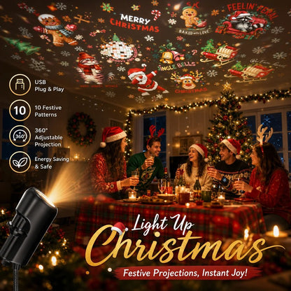 🎁[AL_FlashSale_50%OFF] HD Christmas Projector – 6 or 10 Festive Scenes | Plug & Play
