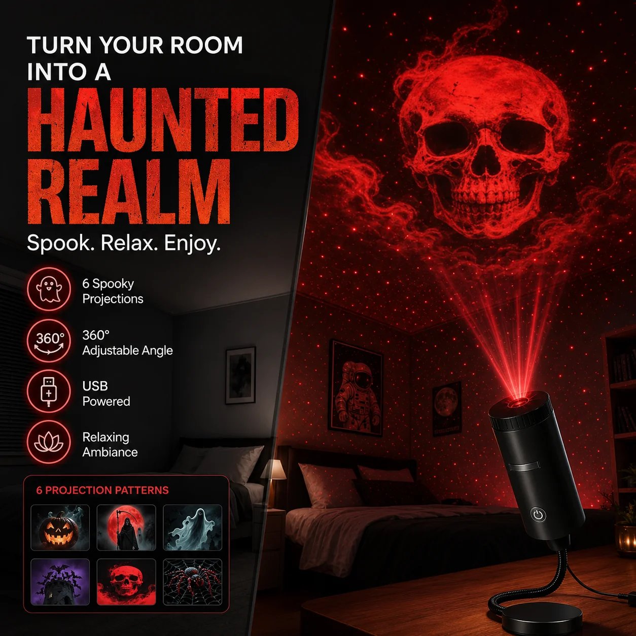 🎁[AL_FlashSale_50%OFF] HD Christmas Projector – 6 or 10 Festive Scenes | Plug & Play