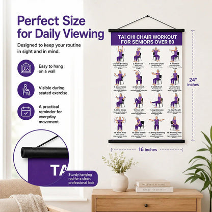 💃👩Tai Chi Chair Workout Chart for Seniors With 🎁Free Bonus Resistance Band+Instructional Video