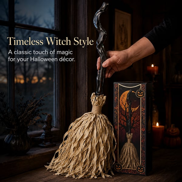 Magic Halloween Animated Moving Witch Broom Light‑Sound‑Motion