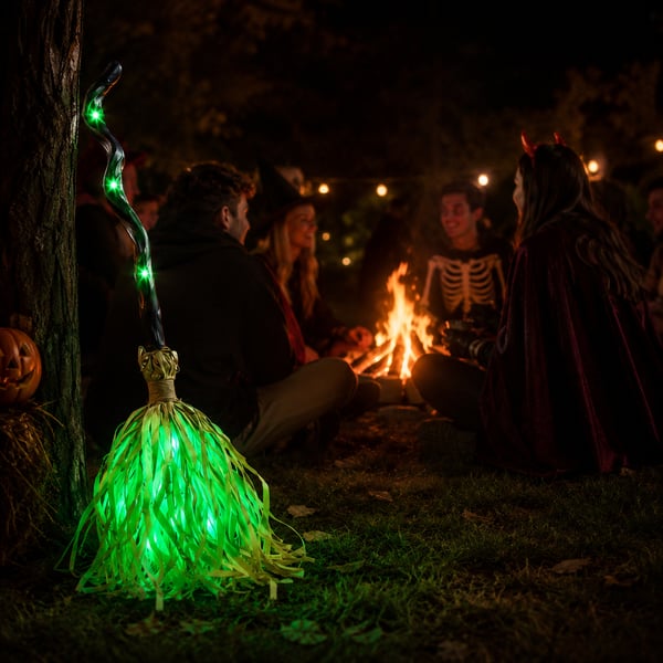 Magic Halloween Animated Moving Witch Broom Light‑Sound‑Motion