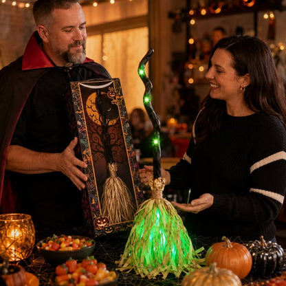 Magic Halloween Animated Moving Witch Broom Light‑Sound‑Motion