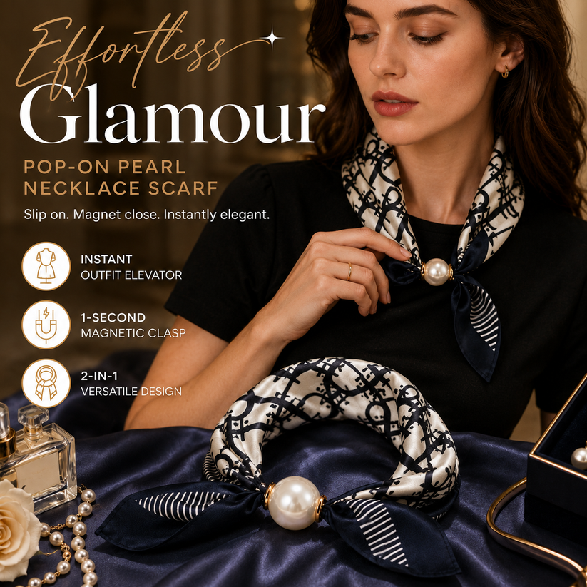 Effortless Glamour: Pop-On Pearl Necklace Scarf ✨