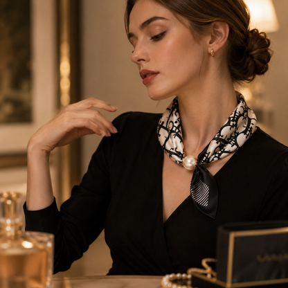 Effortless Glamour: Pop-On Pearl Necklace Scarf ✨